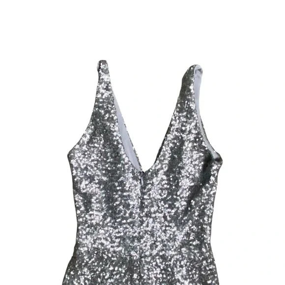 Dress the Population Harper Gown XS Silver Sequin Mermaid Formal Evening Dress - Picture 12 of 16